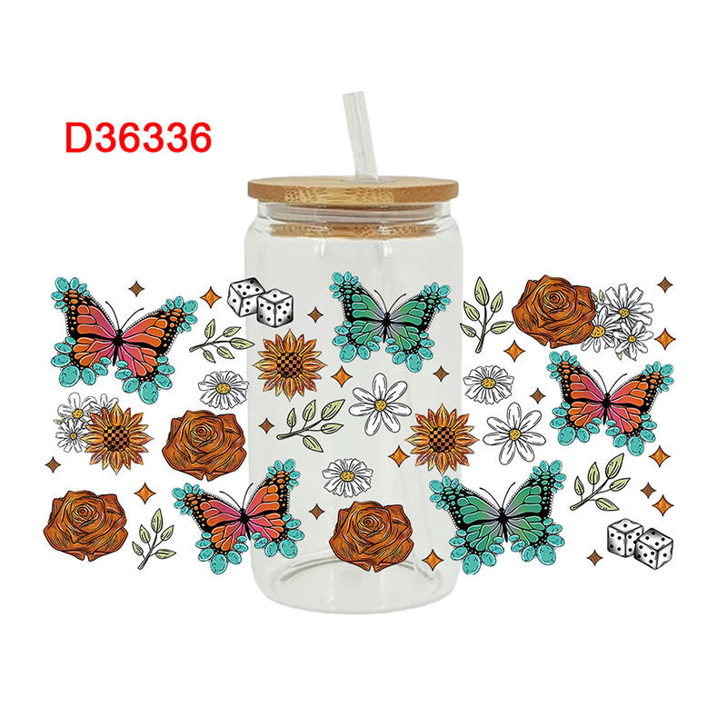 Wholesale UV transfer sticker for glass cups sticker 16OZ UV DTF WRAPS