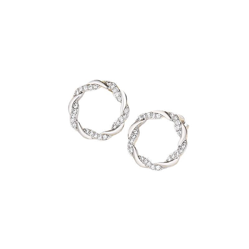 Wholesale Diamond Intertwined Simple Copper Stud Earrings