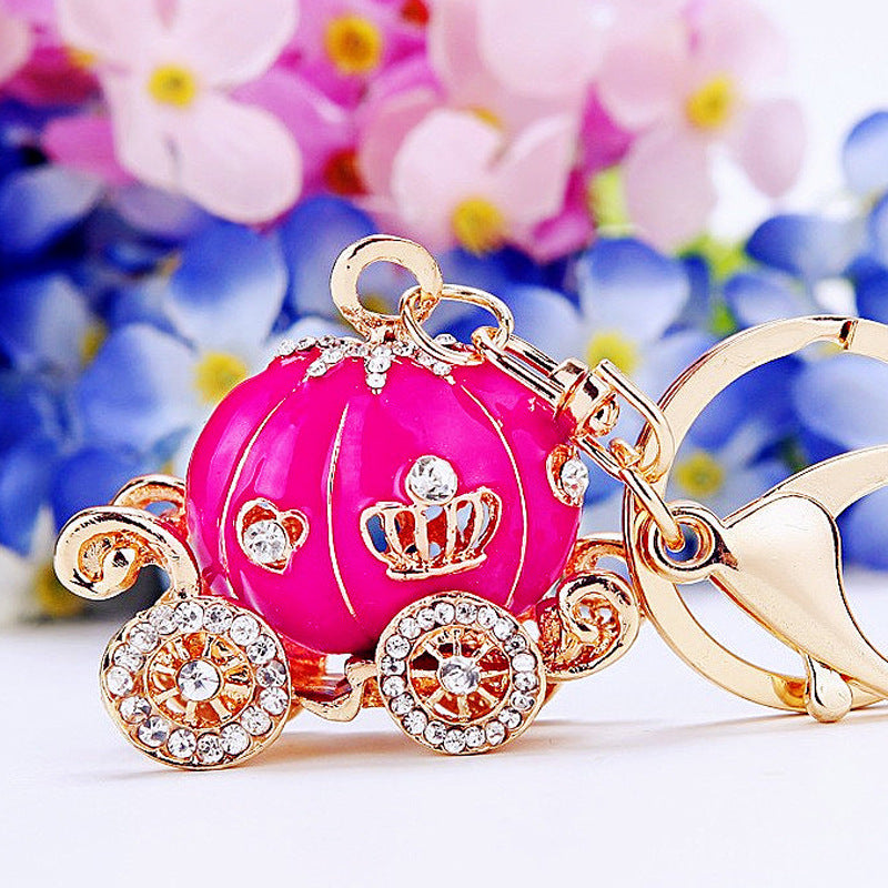 Wholesale Metal Keychain Rhinestone Princess Carriage Car Key Accessory Gift For Women