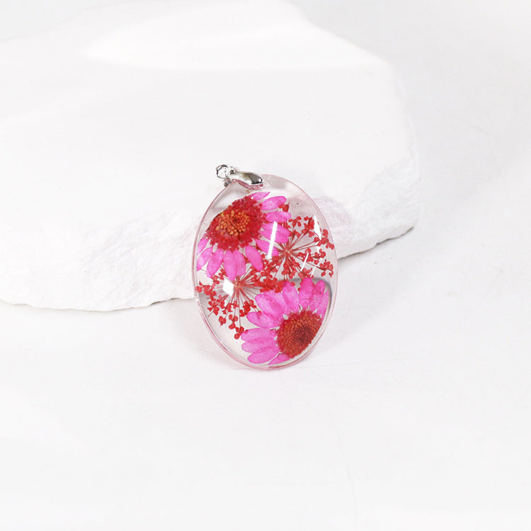 Wholesale 6pcs Resin Dried Flower Real Flower Pendant Necklace Earring Accessories