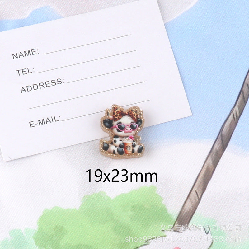 Wholesale 10pcs glitter cartoon straight-hole DIY acrylic beads OLY Exclusive