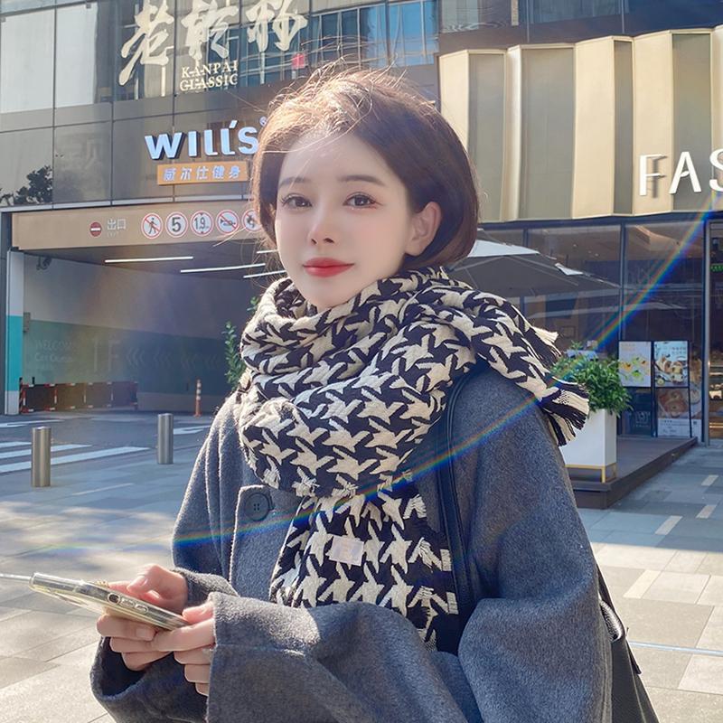 Wholesale Wool Acrylic Houndstooth Scarf