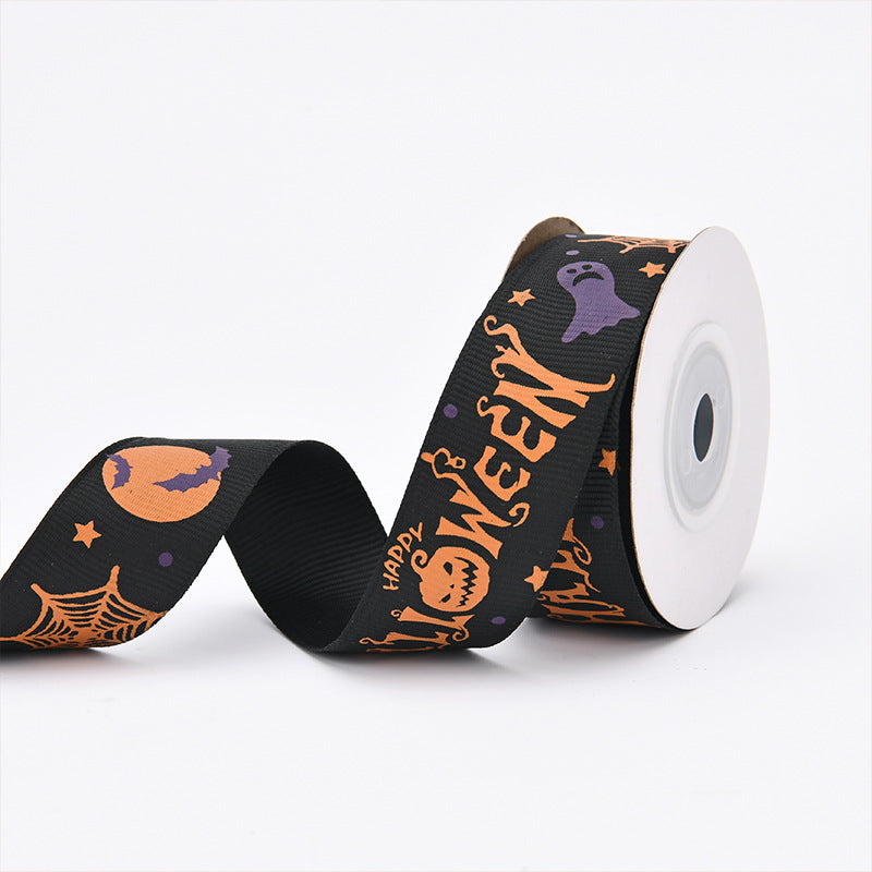 Wholesale New Halloween Webbing 1cm Spot Holiday Decoration Small Roll Ribbon Jewelry Gift Box