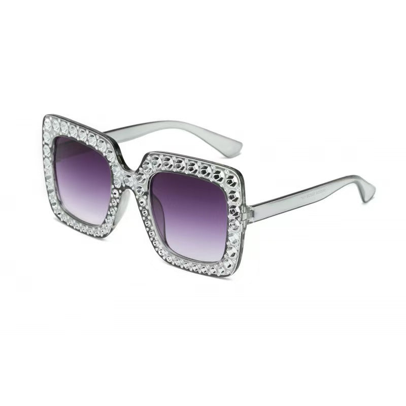 Wholesale Large box diamond studded street photography UV resistant sunglasses