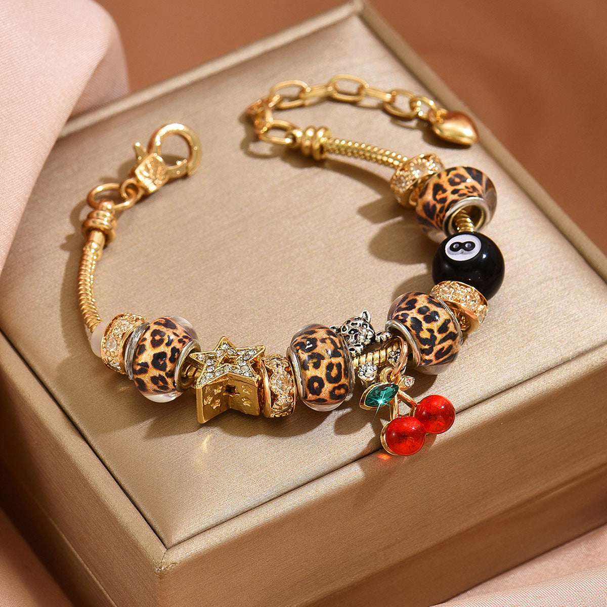 Wholesale Golden Leopard Print Cross Grand Bracelet