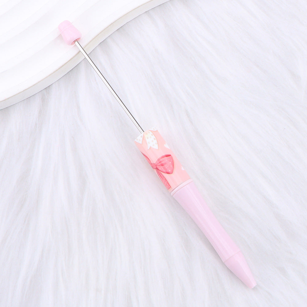 Wholesale New DIY pink bow print beaded pen girly pink