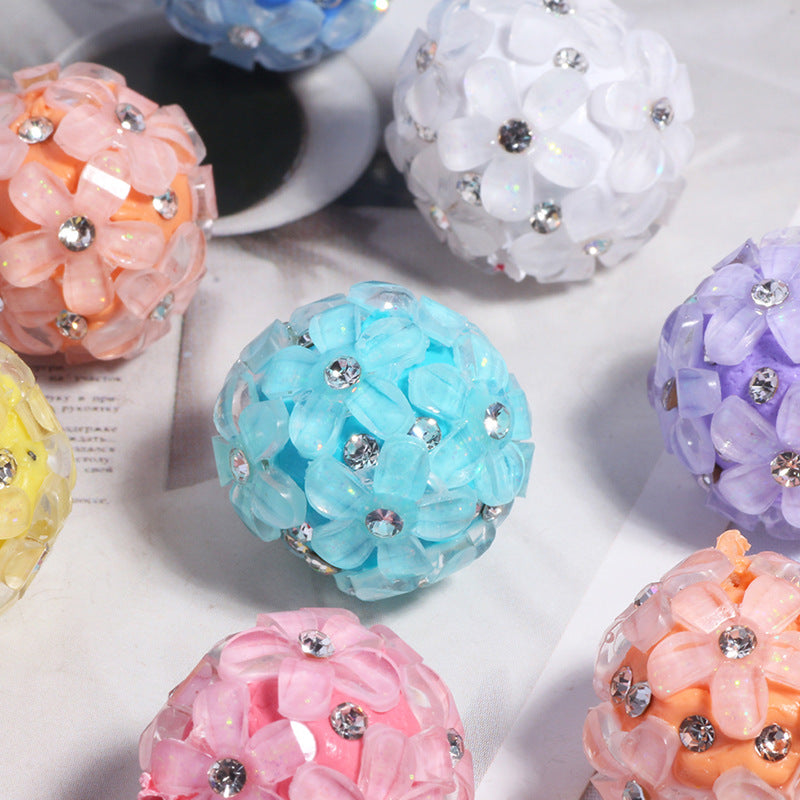 Wholesale 5pcs/pack DIY small  flower ball polymer clay straight hole beads
