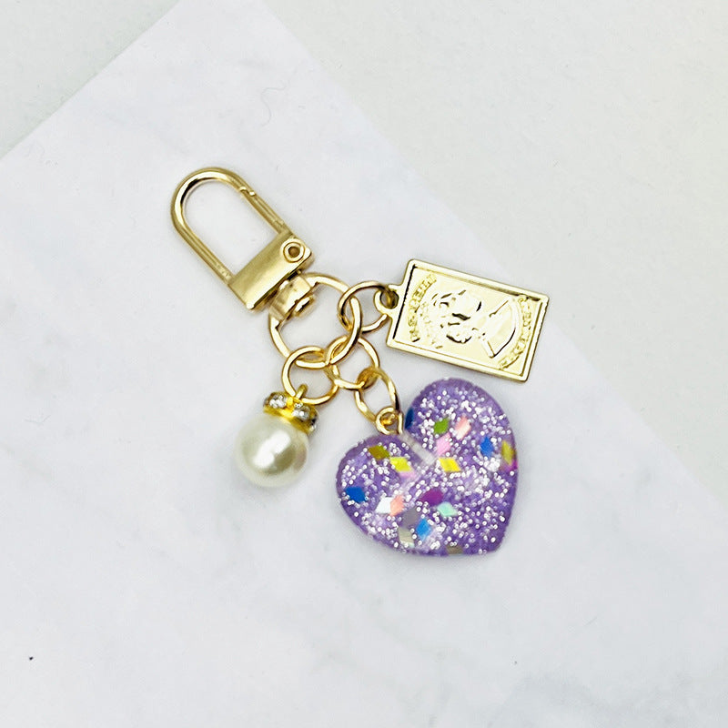 Wholesale Pearl Love Broken Color Keychain