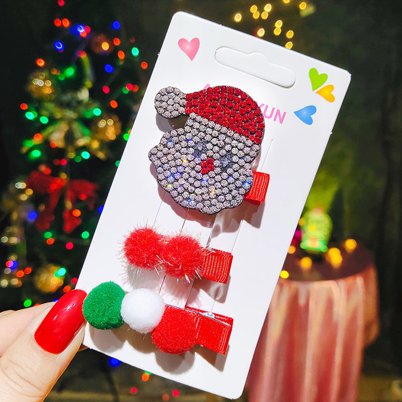 Wholesale Christmas Tree Snowman Fabric Hairpins