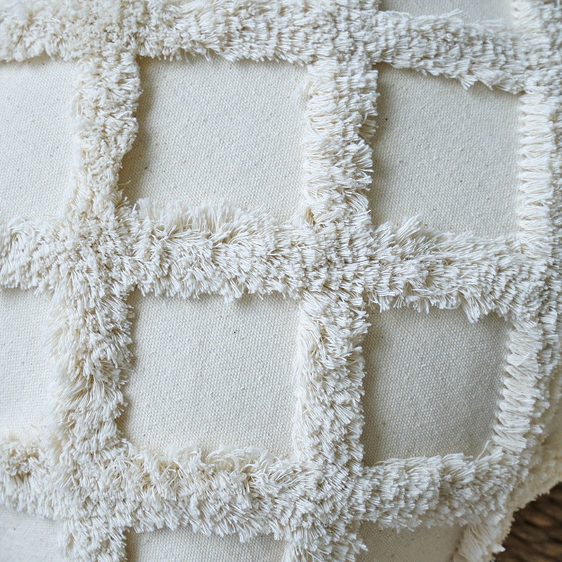 Wholesale Canvas Diamond Bohemian Tufted Fringed Throw Pillow Cover