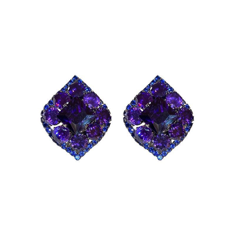 Wholesale S925 Silver Needle Inlaid Zirconia Diamond Purple Stud Earrings