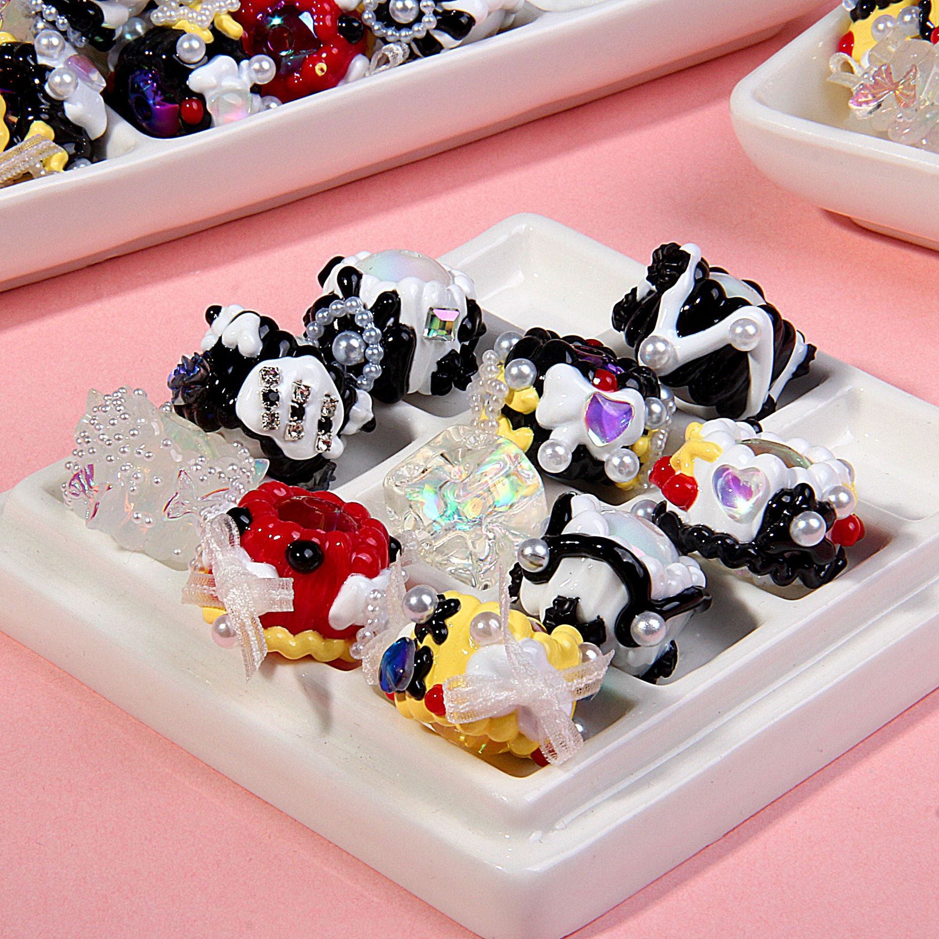 Wholesale 5pcs/pack heavy oil hand-painted beads DIY Fancy Beads