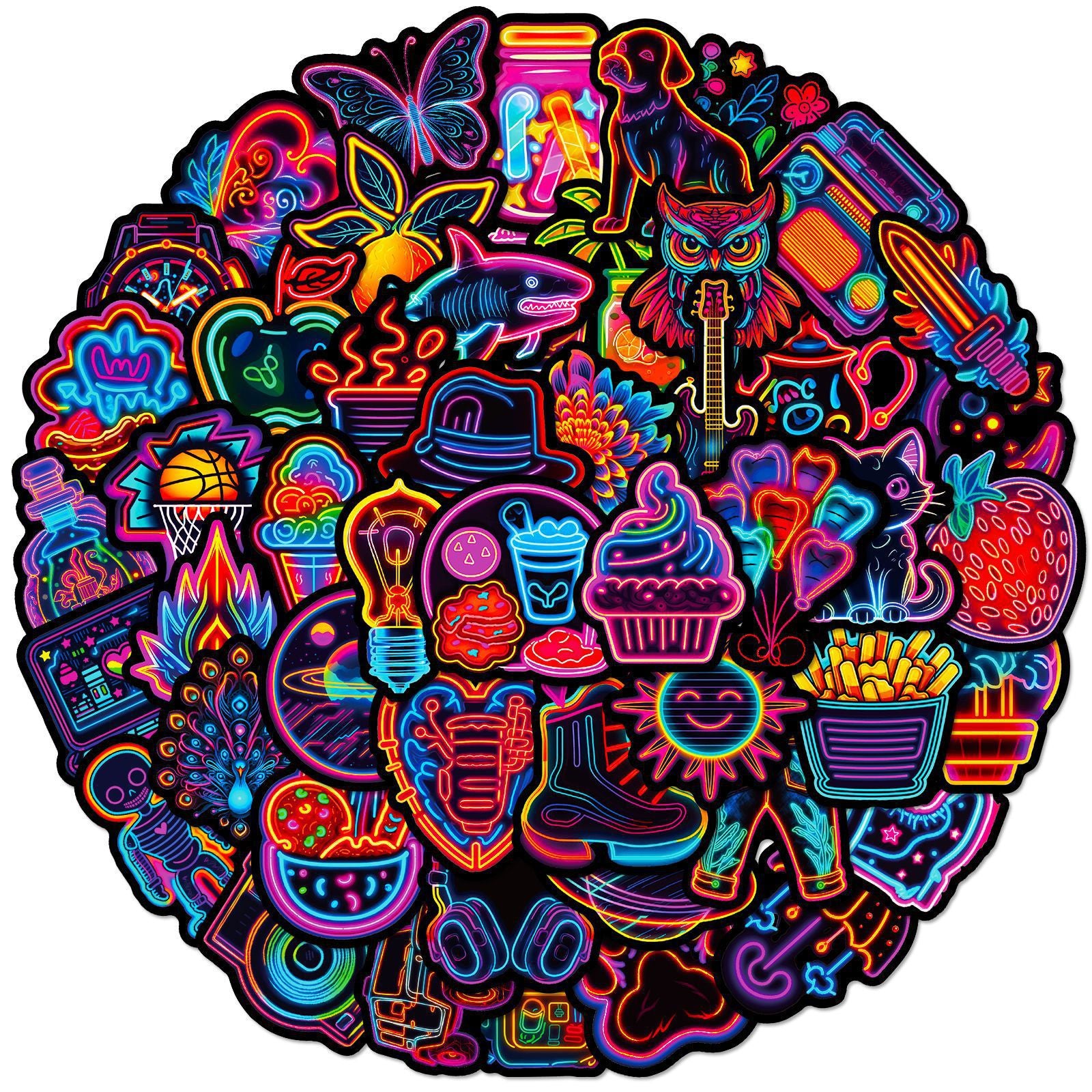 Wholesale 50 Cool Neon Graffiti Stickers