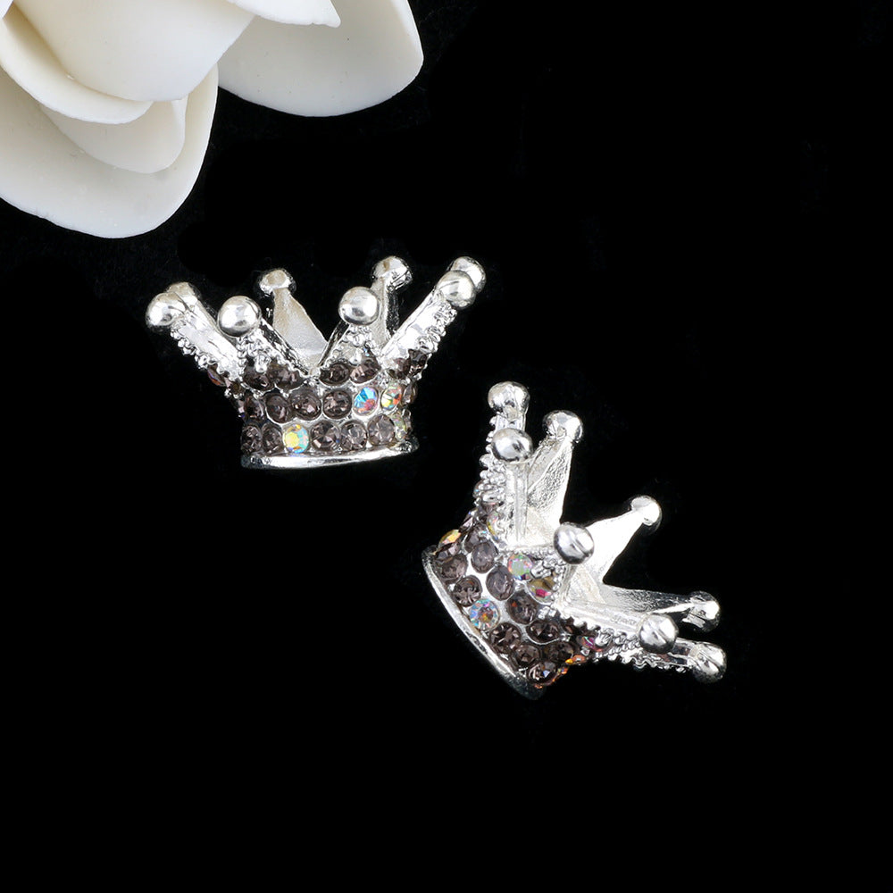 Wholesale 5pcs Colorful crown torus DIY spacer beads alloy full diamond