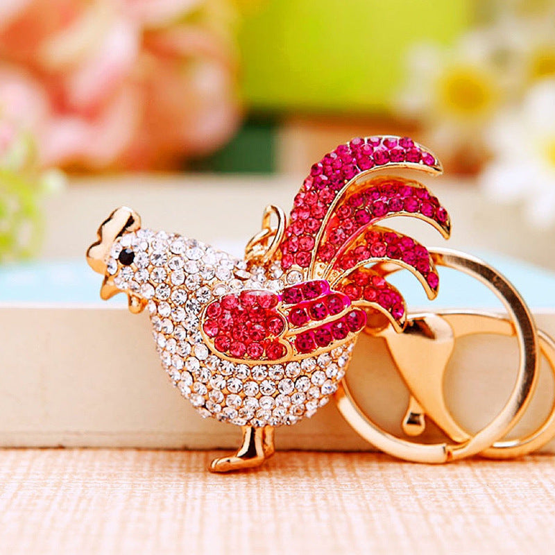 Wholesale Chic Swan Rhinestone Car Keychain Bag Charm Metal Key Ring For Women Wedding Gift Accessory