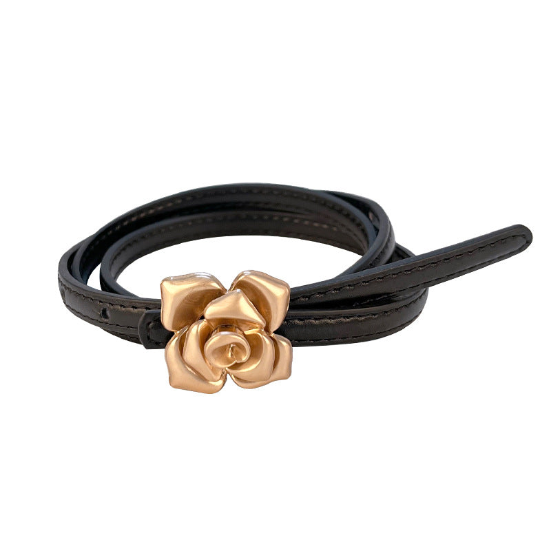 Wholesale Leather Belt for Women with Flower Waistband and Cowhide Leather Belt