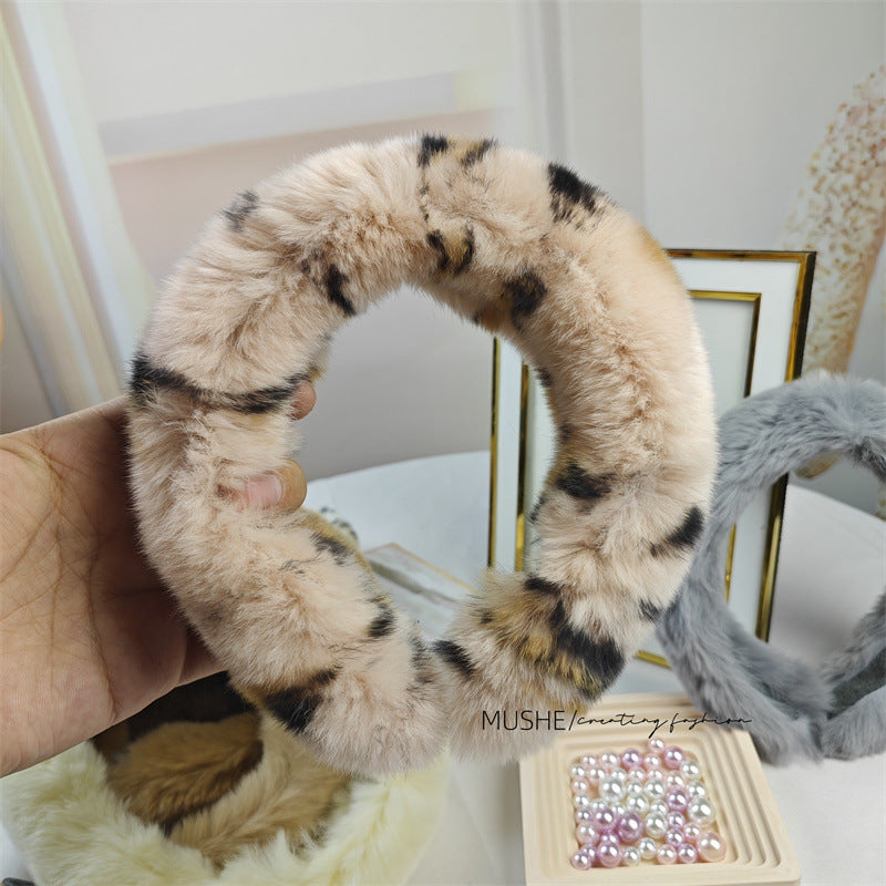 Wholesale Rex Rabbit Plush Wide-brimmed Headband