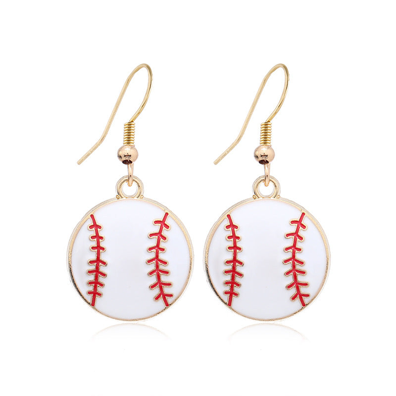 Wholesale Baseball Drip Oil Alloy Earrings
