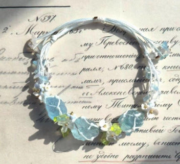 Wholesale New Chinese forest style hand-woven colorful flower bracelet irregular natural stone bracelet