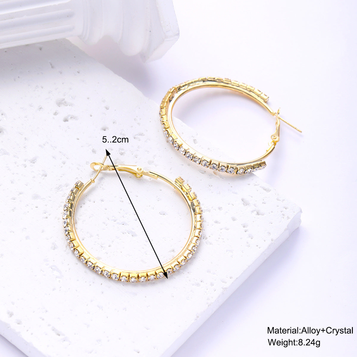 Wholesale Exaggerated geometric dot diamond large circle earrings