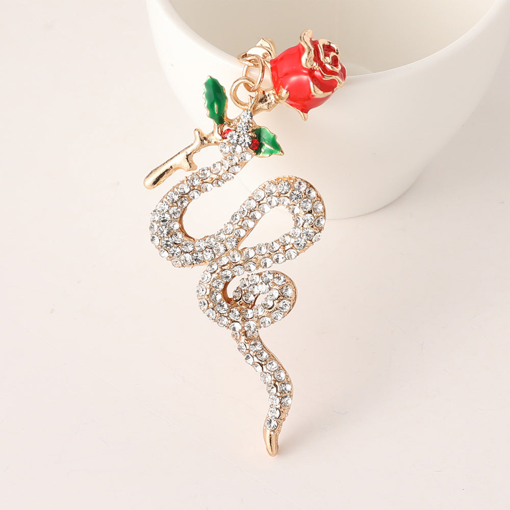 Wholesale New Rose Zodiac Snake Car Keychain Zodiac Animal Bag Key Chain Pendant Small Gift