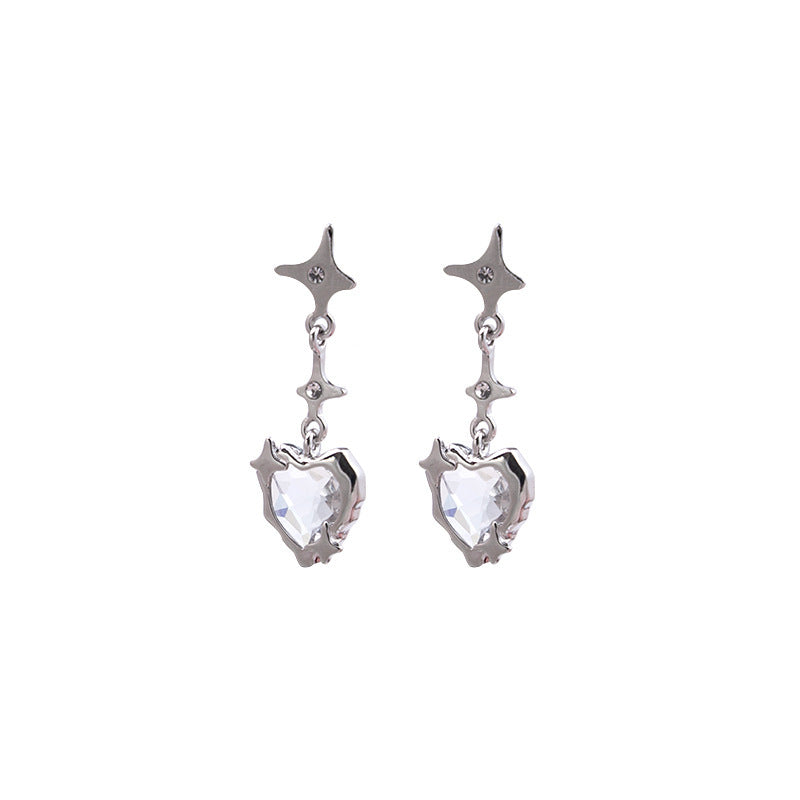 Wholesale Four-pointed star heart diamond earrings
