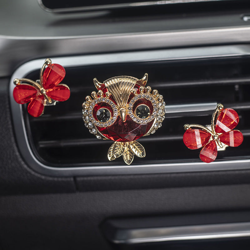 Wholesale Alloy Gemstone Owl Car Perfume Clip