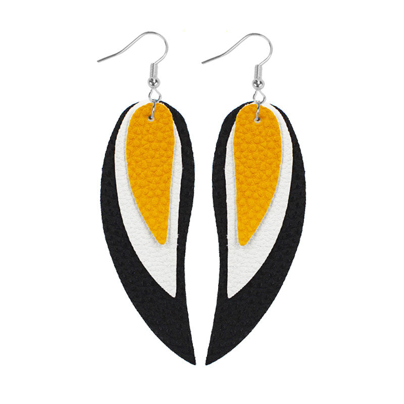 Wholesale Multi-layered Leather Earrings Symmetrical Love Earrings