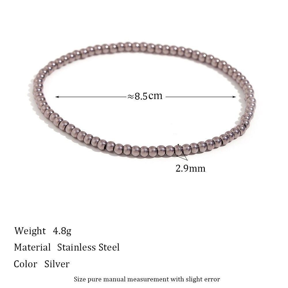 Wholesale Gold and silver colored round bead elastic stainless steel bracelets