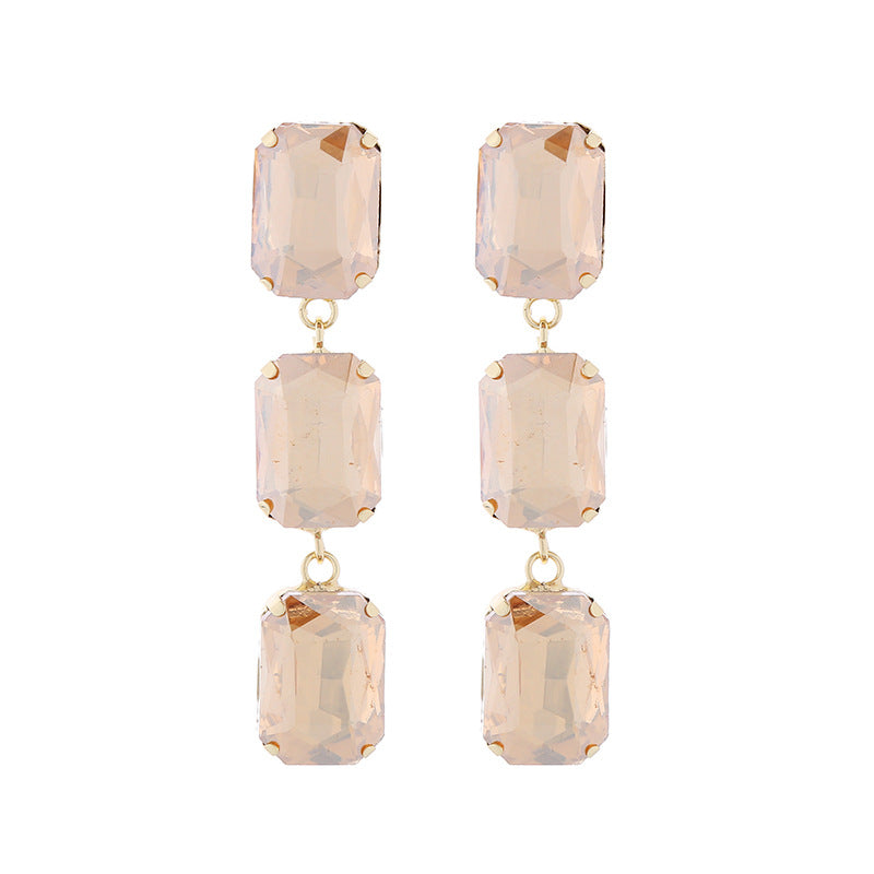 Wholesale Square Glass Diamond Earrings