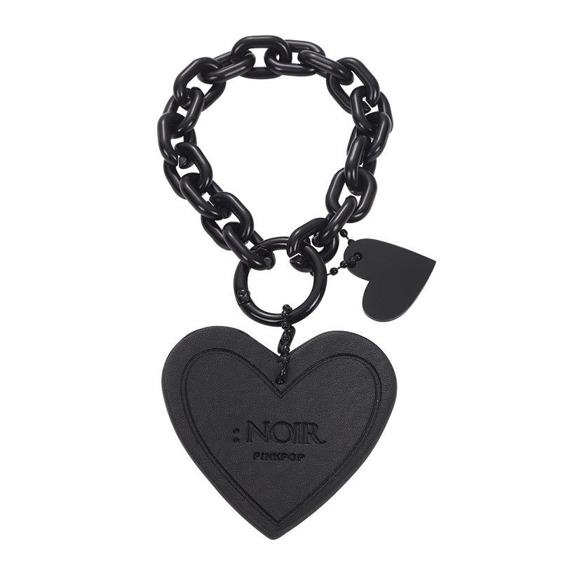 Wholesale Black Bracelet Love Pendant Leather Keychain