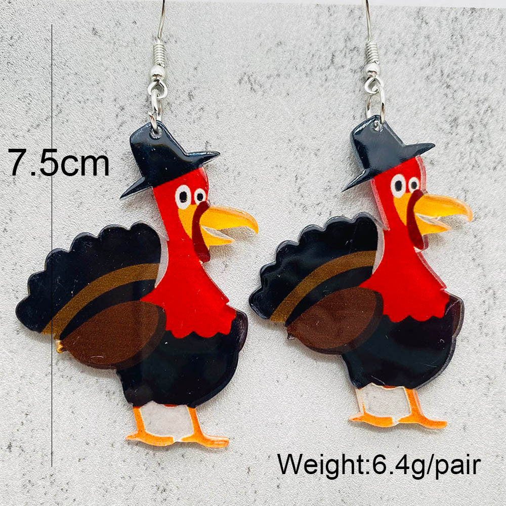 Wholesale Thanksgiving Turkey Acrylic Earrings