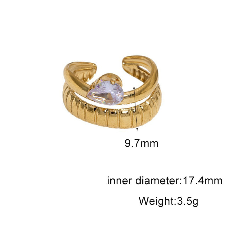 Wholesale Diamond-Set Titanium Steel Open Ring