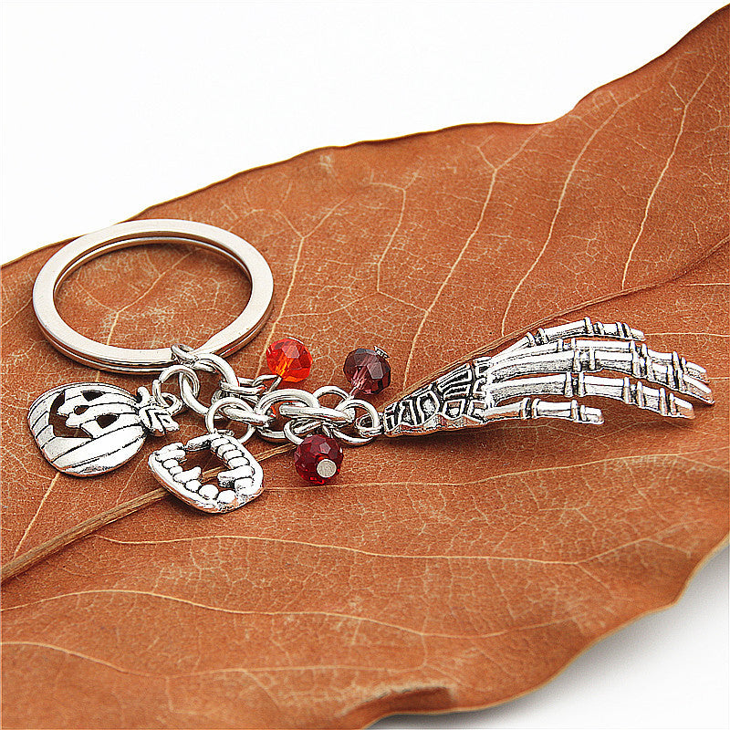 Wholesale Zinc Alloy Halloween Keychain Pumpkin Wizard Broom Teeth Pendant