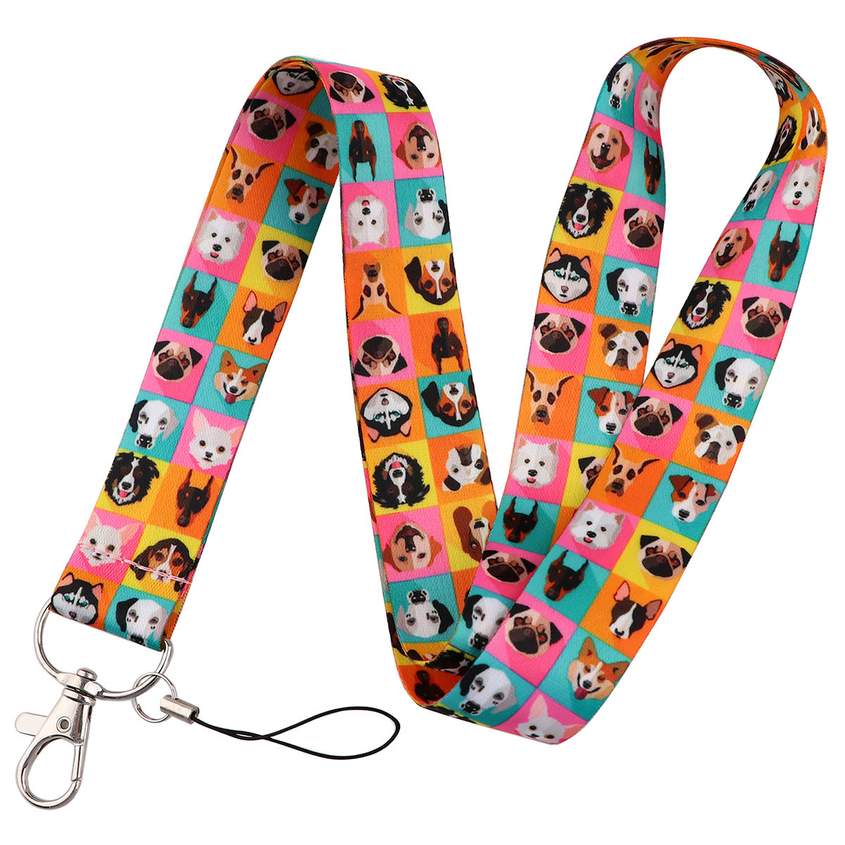 Wholesale Puppy Dog Paw Print Card Holder Webbing Polyester Lanyard Keychain
