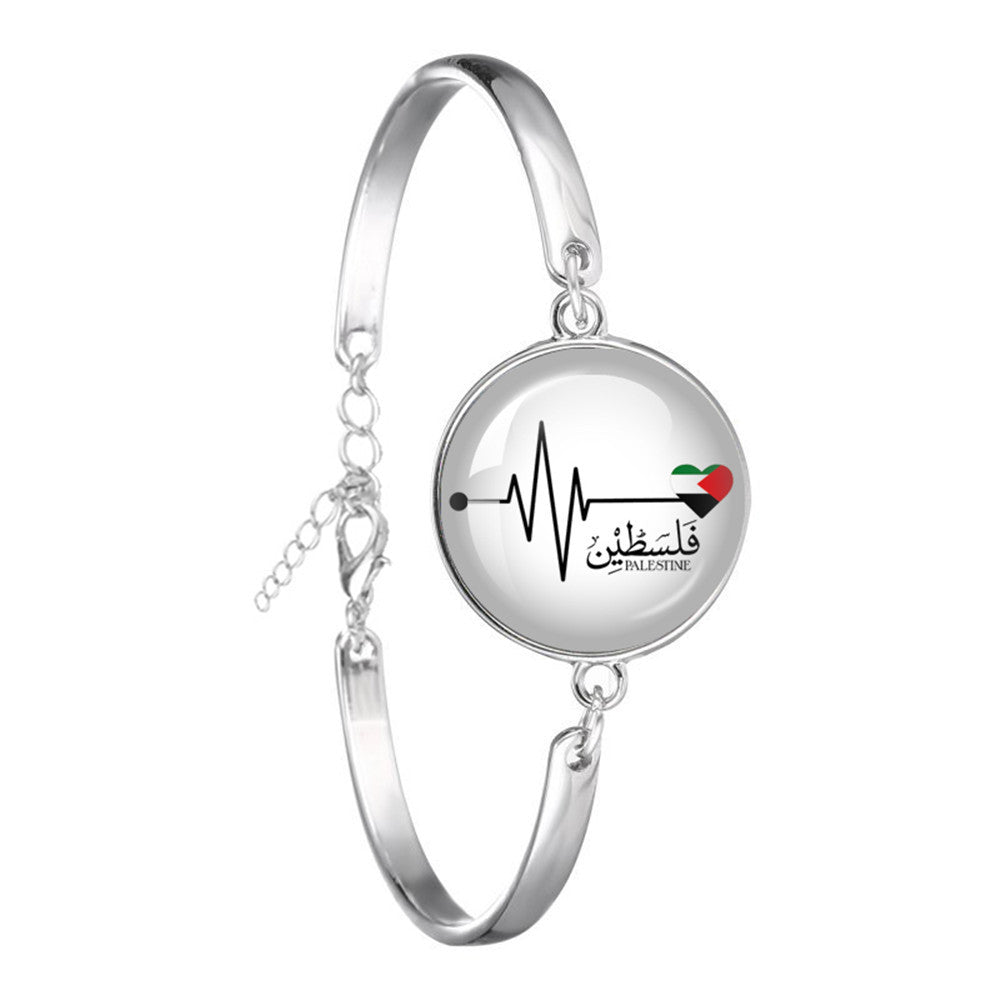 Wholesale Creative Flag Badge Pattern Time Gemstone Bracelet