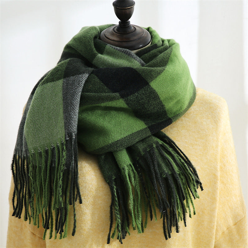 Wholesale Autumn and Winter Thickened Cashmere Plaid Scarves