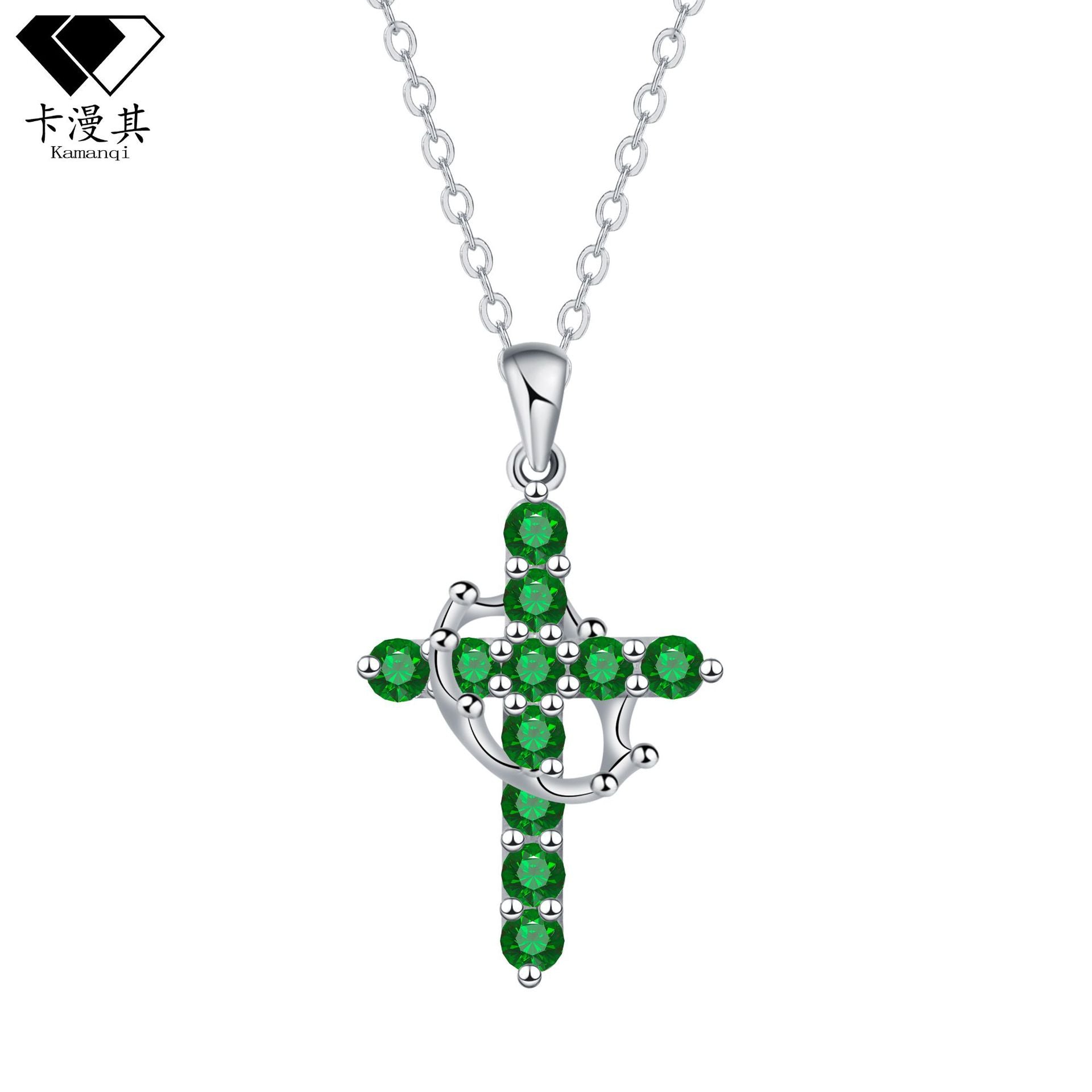 Wholesale Crown Cross Necklace Multi-Color Jewelry