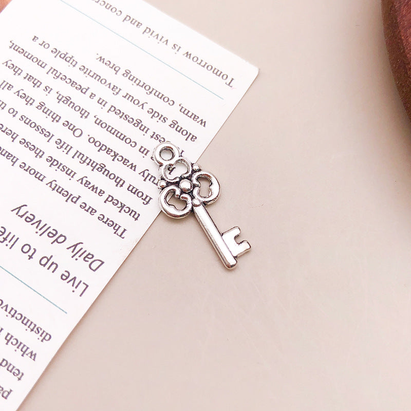 Wholesale Clover Love Small Key Alloy Handmade Beaded Necklace Bracelet Pendant