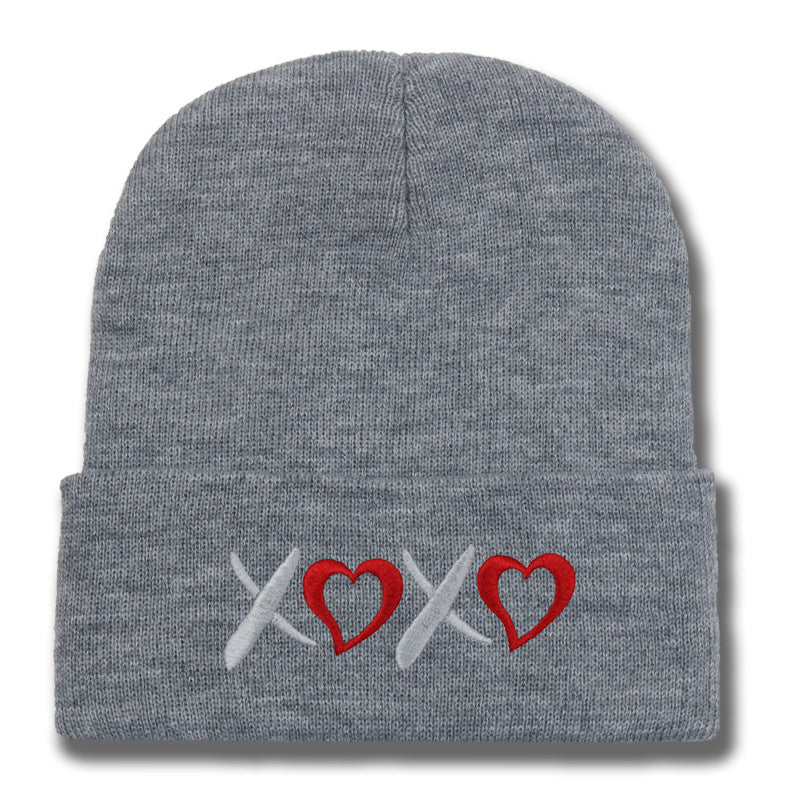 Wholesale Valentine's Day XOXO embroidery knitted hat for men and women couples autumn and winter warm wool hat leisure all-match cold hat tide