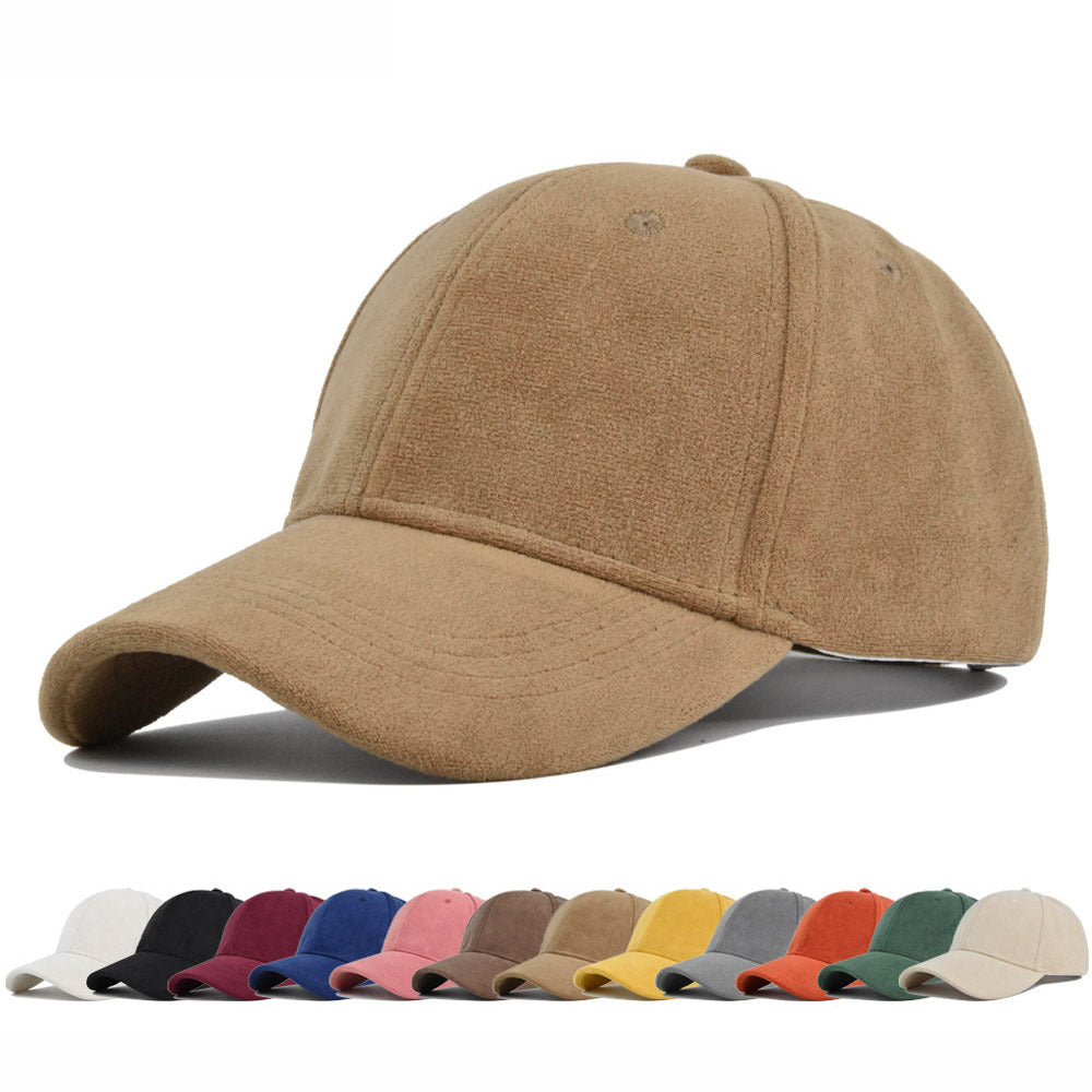 Wholesale Solid Color Suede Fashionable Breathable Autumn and Winter Pure Cotton Baseball Cap