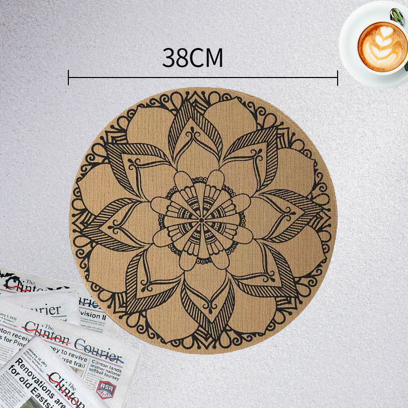 Wholesale Jute Placemats Round Imitation Linen PVC Retro Insulation