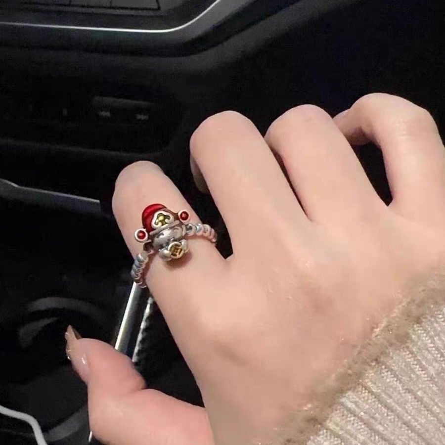 Wholesale Sterling Silver Gold Coin Small God of Wealth This Life Lucid Transfer Ring Hand-woven Chinese Style Tanabata Girlfriend Gift