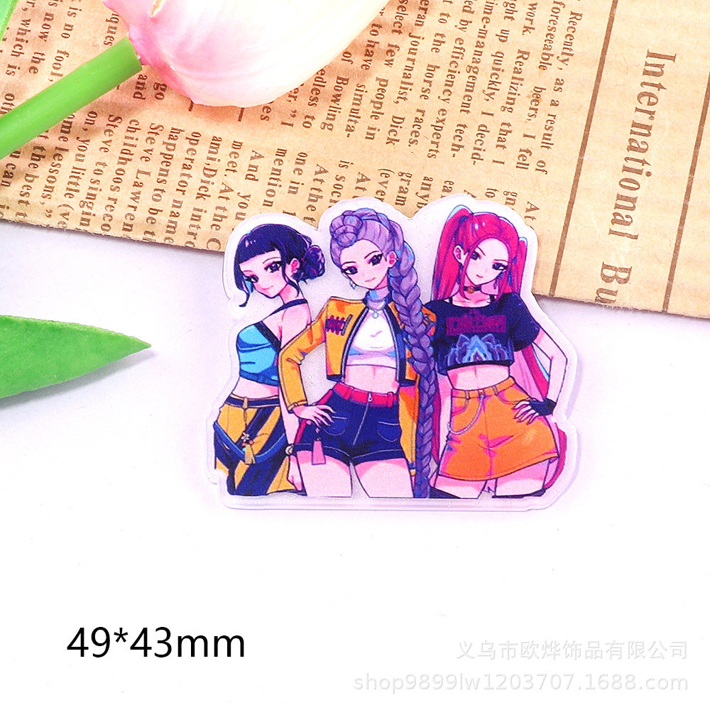 Wholesale 10pcs/ pack Cartoon Girl Cute Acrylic Pin Cute DIY Accessories