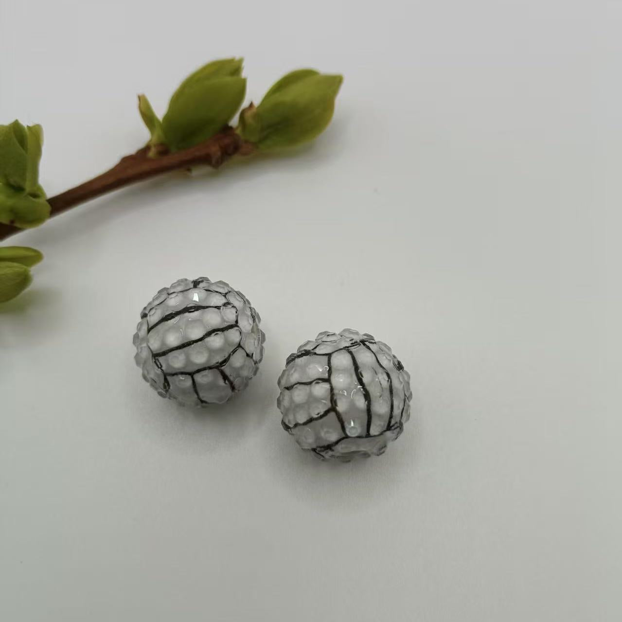 Wholesale 10pcs Sports style printed diamond ball Acrylic Beads