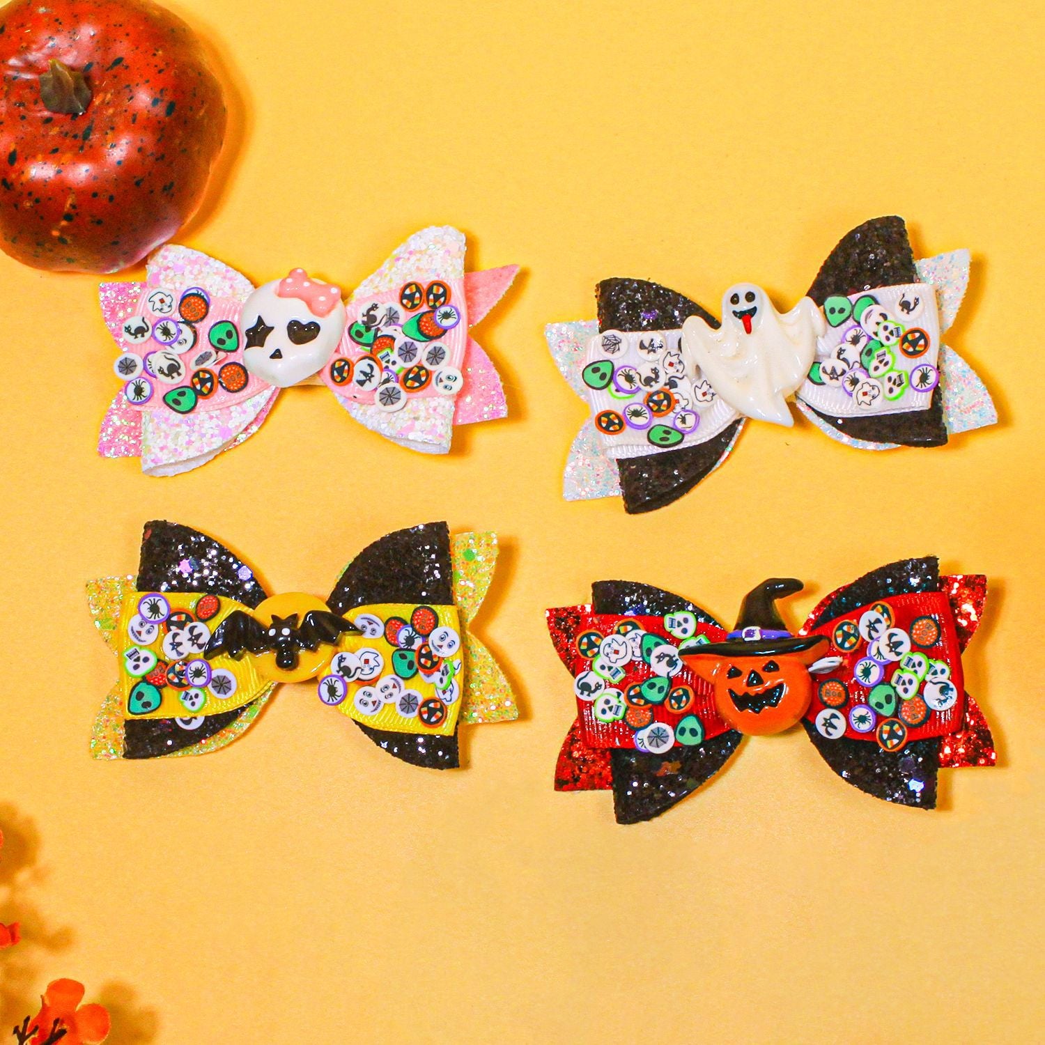 Wholesale  Pumpkin Ghost Bat Skull Candy Needle Bow Children' s Hair Clip
