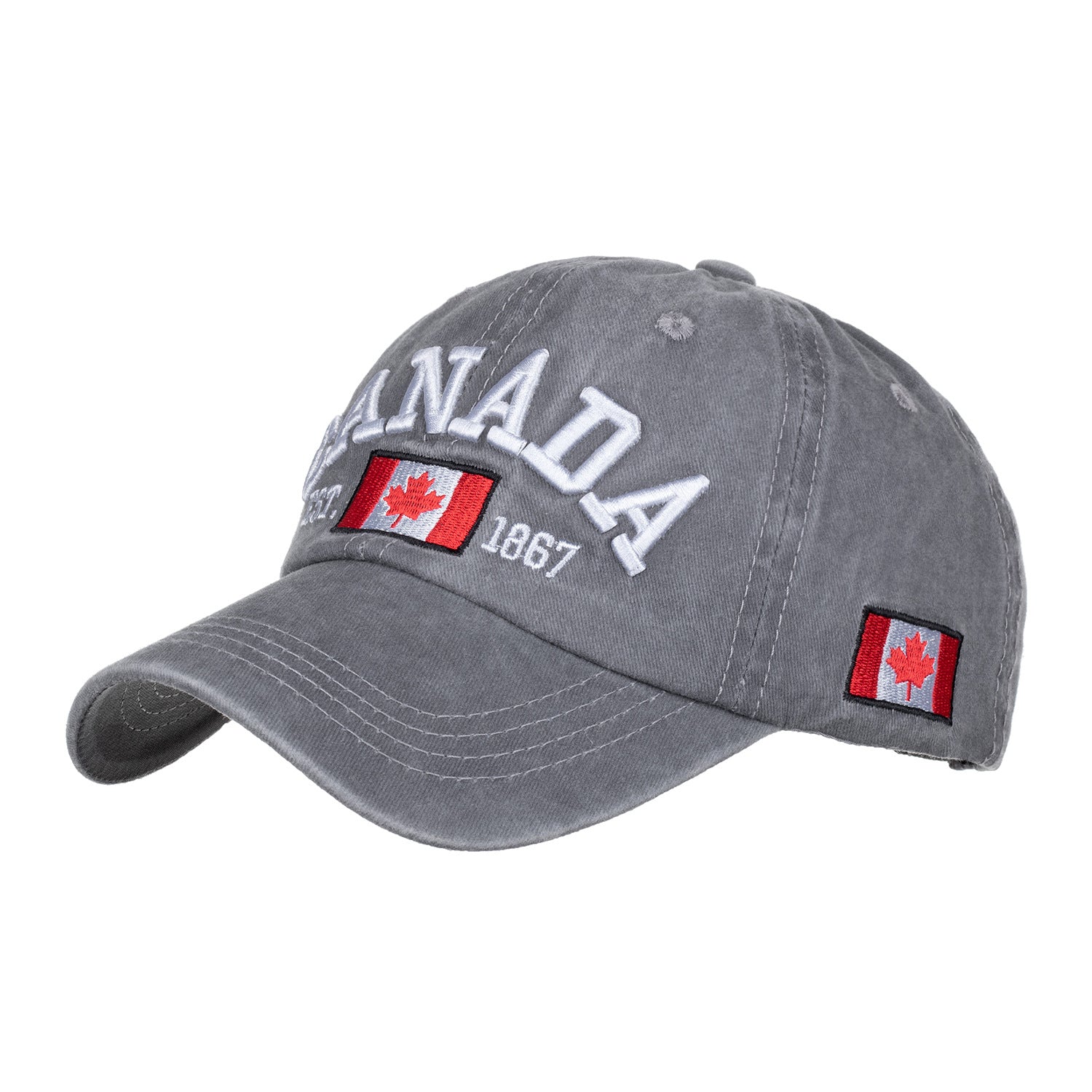 Wholesale CANADA Letter Washed Cotton Distressed Baseball Cap