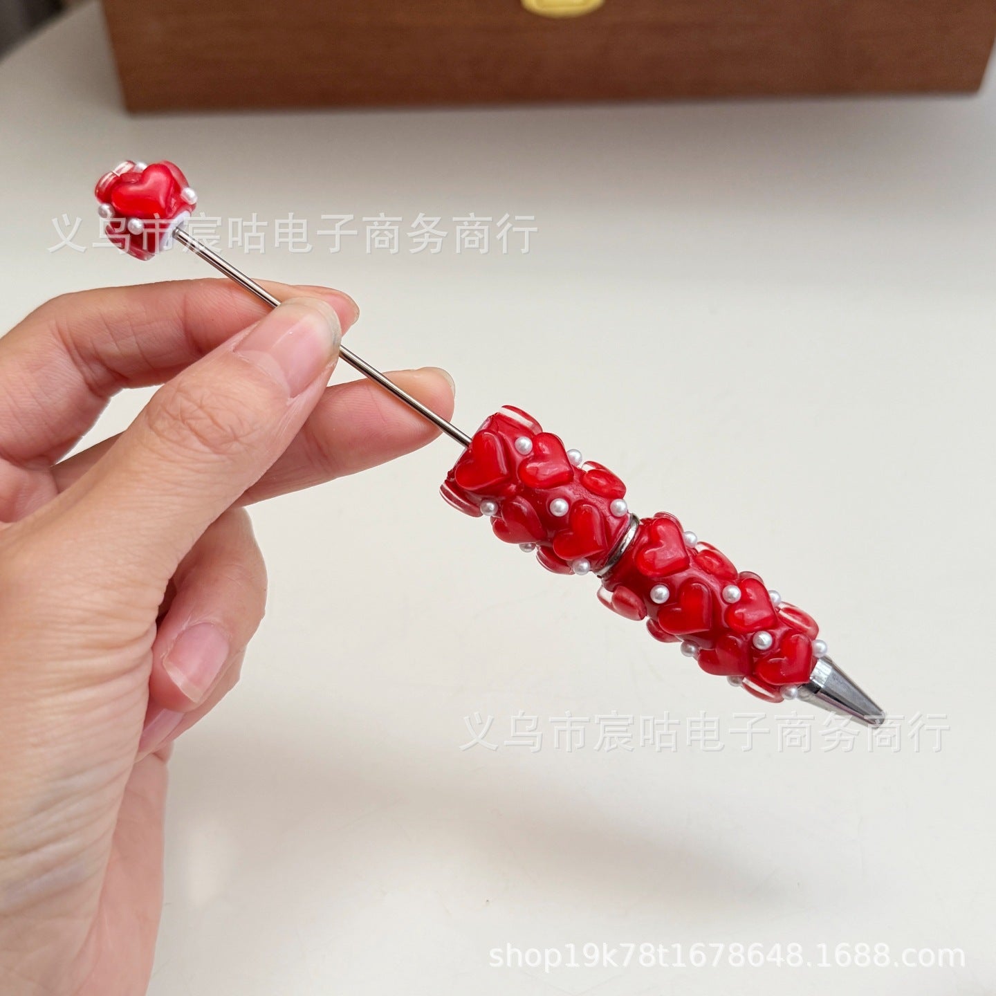 Wholesale 2pcs Heart-shaped Beaded Pen DIY Clay Beadable Pen