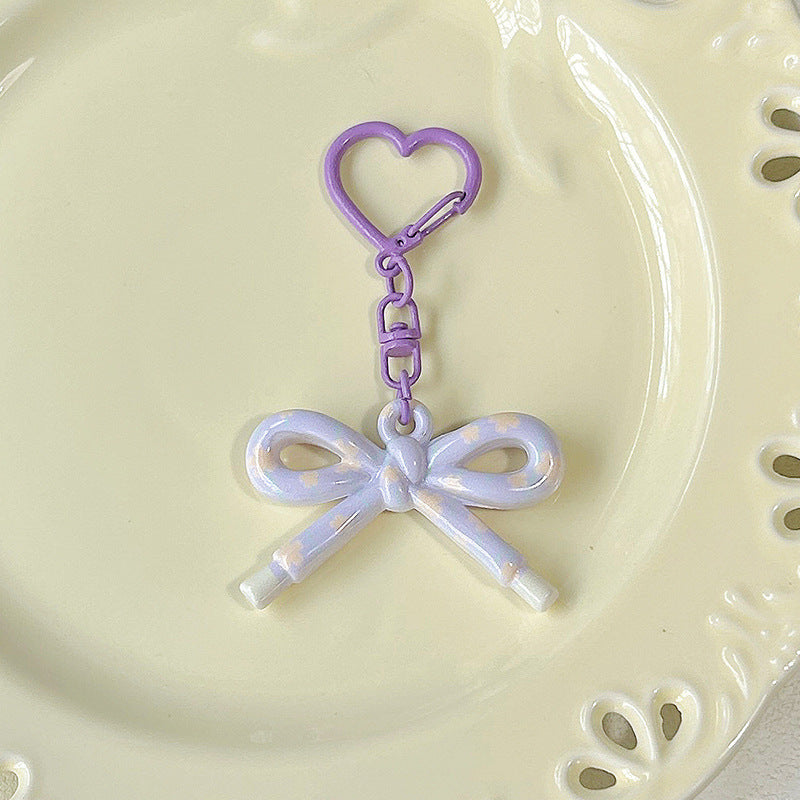 Wholesale Cute Double-Sided Printed Cut Out Bow Keychain