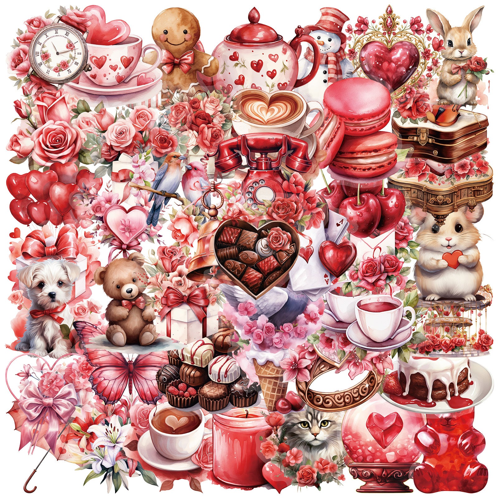 Wholesale 50pcs Valentine' s Day Romantic Love DIY Cartoon Stickers